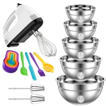 Electric Hand Mixer + 5-Pc Bowl Set