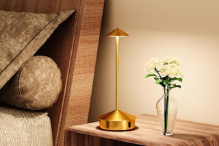 Lamp on a bedside table