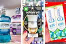 collage image of listerine mouthwash, air wick warmer, and sensodyne toothpaste