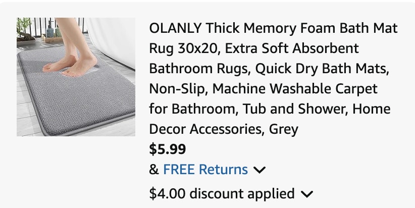 bath mat Amazon receipt