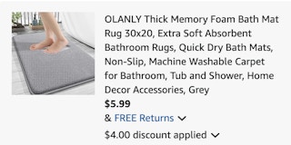 bath mat Amazon receipt