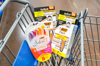 3 packs of bic razors in a cart