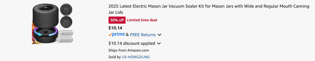 Amazon Electric Mason Jar Vacuum Sealer 2025