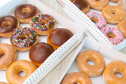 Get a Free Krispy Kreme Original Glazed Today, Plus $5 Off Assorted Dozens card image