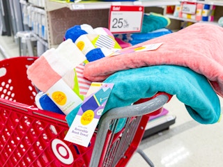 beach towels sitting on a target cart