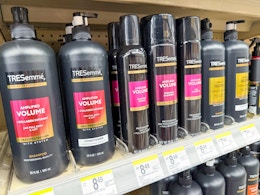 tresemme hair care items on walgreens shelf