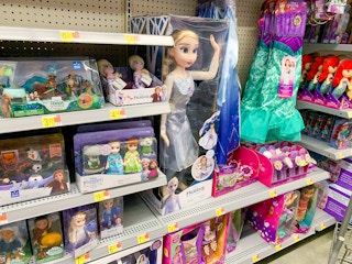 Disney frozen toy area of toy section of walmart store