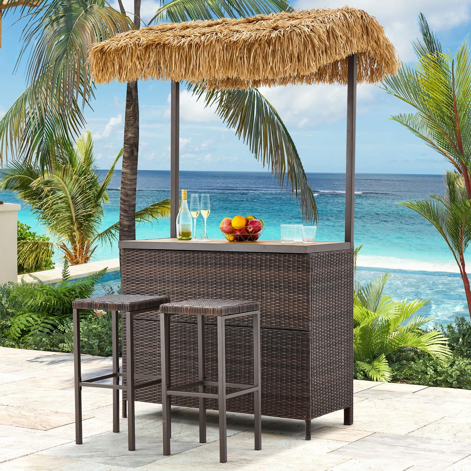 Bay Isle Home Outdoor Tiki Bar Set