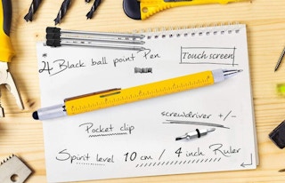 a yellow multi-tool pen