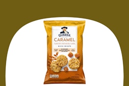 dollar general quaker rice crisps on olive and white background