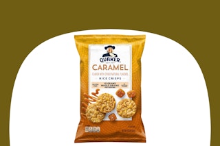 dollar general quaker rice crisps on olive and white background