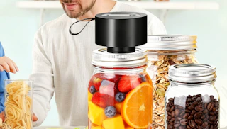 a mason jar sealer on a mason jar full of fruit