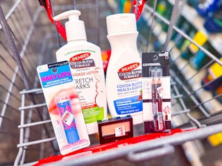 palmer's, maybelline, and covergirl products in a shopping cart