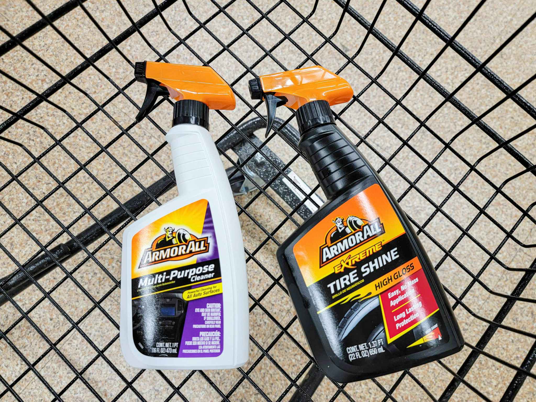 armor all car cleaning products in a cart