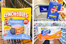 lunchables pasta toilet paper collage