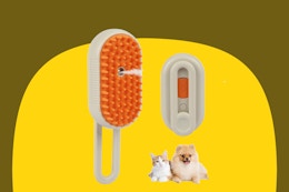 4 in 1 Cat Steam Brush for Shedding, Portable Anti-Static Grooming Comb for Cats & Dogs, Steam Misting Water Brush, Self-Cleaning Pet Hair