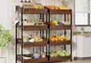 two standing vegetable racks in a kitchen