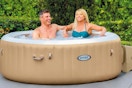 a couple sitting in a tub