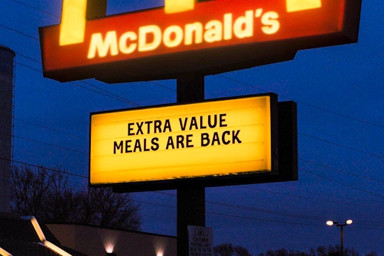mcdonald's sign saying extra value meals are back