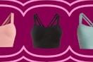pink, black, and blue Avia women's sports bras