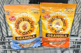 honey bunches of oats granola in shopping cart