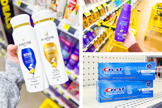 dollar general pantene, aussie, crest 3-photo collage
