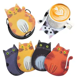 Cat Coasters with Holder