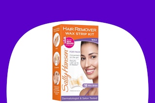 dollar general sally hansen hair remover kit on purple and white background