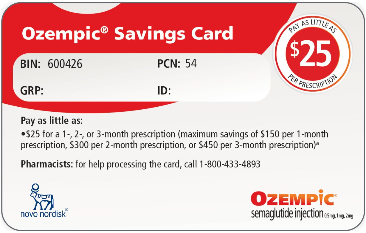 Image of the official Ozempic prescription savings card.