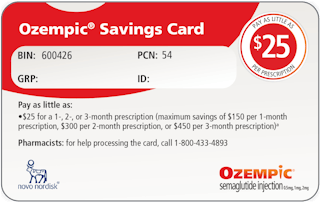 Image of the official Ozempic prescription savings card.