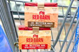 Red Barn Creamery butter packs in a shopping cart