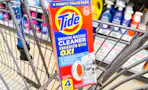 4-count of Tide washing machine cleaner in Walmart cart