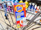 4-count of Tide washing machine cleaner in Walmart cart