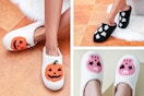 Three lifestyle images of the BERANMEY Halloween Slippers