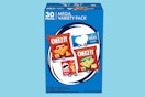 a blue box of snacks