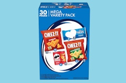 a blue box of snacks