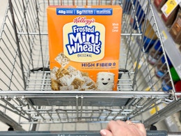 frosted mini-wheats cereal in a walgreens cart