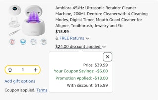retainer cleaner Amazon receipt