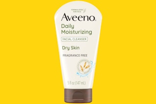 dollar general aveeno facial cleanser on yellow background