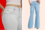 Womens jeans (one close up shot one a person wearing them and one stock image)