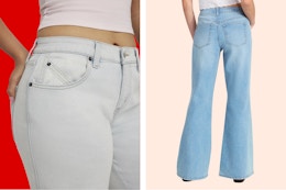 Womens jeans (one close up shot one a person wearing them and one stock image)