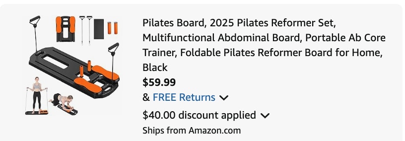 Pilates Reformer Set Amazon Receipt