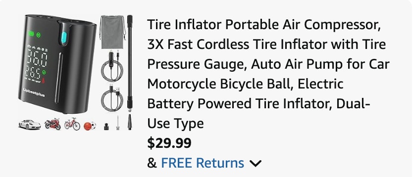 Air compressor Amazon receipt