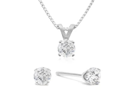 Diamond Studs and Necklace Set