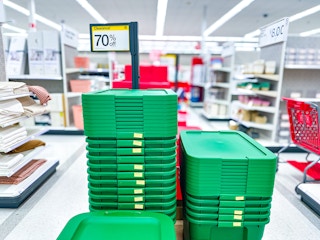 Holiday Totes under 70% clearance sign in Target Store