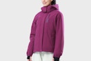 a woman wearing a ski jacket