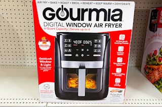 gourmia 6-quart air fryer sitting on a target shelf