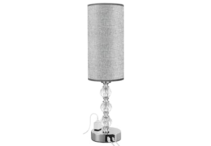 Crystal Table Lamp With Charging Port