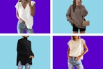 collage of sweaters on a blue background