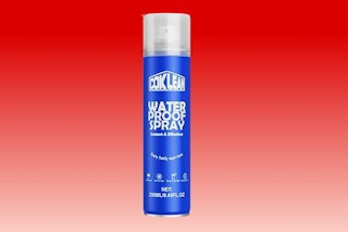 shoe protectant spray bottle on red KCL template